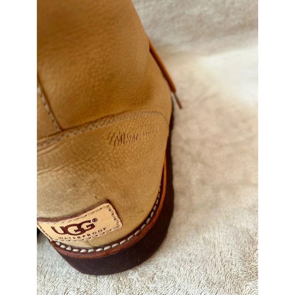 UGG Mens 12 Hannen TL Work Winter Boots Desert Sand Waterproof Sheepskin Lining